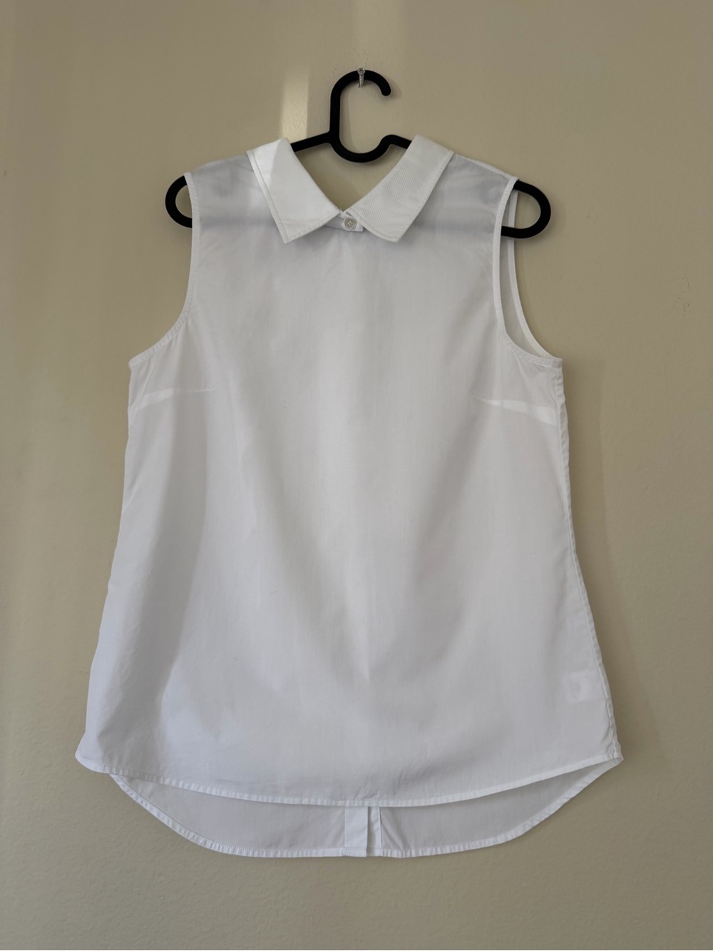 Theory White Cotton Sleeveless Collared High-Low Blouse Size M